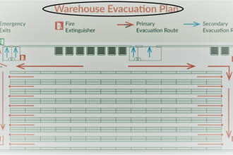make fire emergency evacuation plan, diagram, map and document