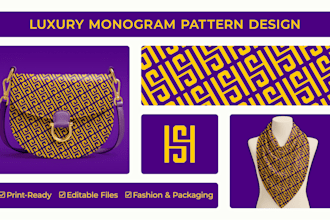 create monogram pattern design for fashion and packaging