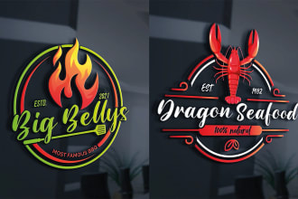do restaurant bar BBQ pizza bakery cafe catering food truck logo and menu design