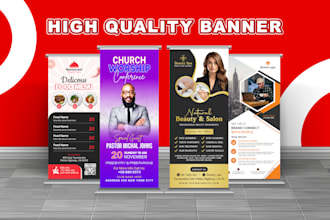 design roller or roll up banner for corporate, real estate, restaurant, medical