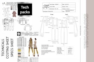create tech pack costing sheets technical for fashion industry