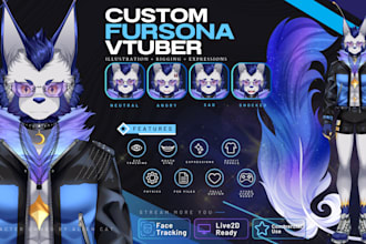 draw and rig your custom fursona furry vtuber live2d model