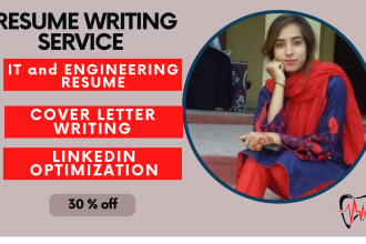 write IT, engineering, tech resume,cover letter and linkedin profile