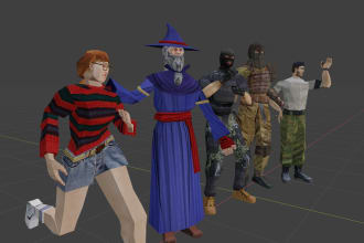 make a low poly character for 20 bucks with textures and simple rigging