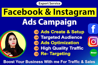 setup and manage facebook ads campaign,fb ads,instagram ads perfectly