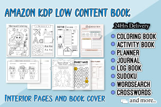 design amazing kdp low content book interior and cover for amazon kdp