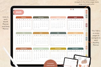 design etsy hyperlinked planner, etsy digital products, etsy shop setup pod