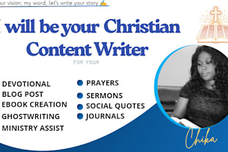 be your christian content writer, blog post, ghostwriter