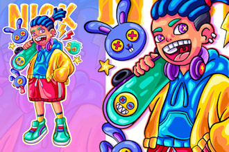 design amazing custom mascot logo and cartoon character
