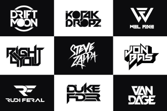 do stunning dj typography rap band producer music custom text urban logo design