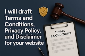 draft terms and conditions, privacy policy, and disclaimer for your website