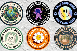 create monoline vintage stickers, badge, label, decals
