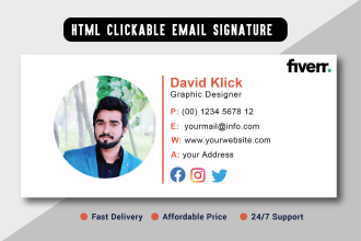 design a clickable HTML email signature within 1 hour