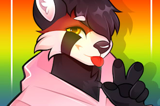draw a furry or protogen icon art headshot