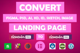 convert figma,xd to elementor pro, png,canva,ai to wordpress