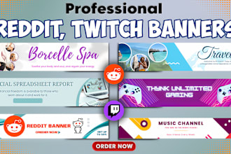 design reddit and twitch banners, logo, and countdown video