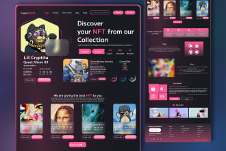 create modern nft marketplace design and nft landing page UI UX in xd and figma