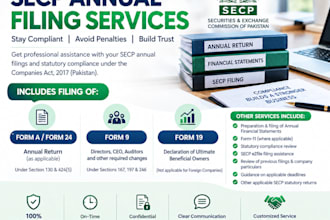 provide secp annual return and statutory filing services in pakistan