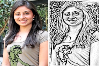 make a your photo sketch my  style 10 hrs