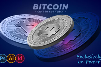 design a 3d bitcoin, crypto coin, and token logo