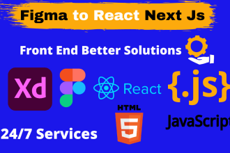 convert figma, xd, PSD to react, next js with nodejs mongodb web application
