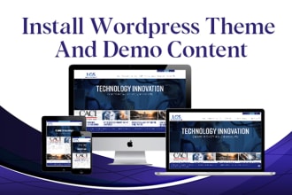 do wordpress theme installation, customization, and import demo content