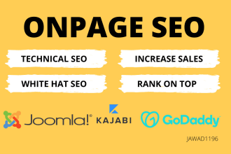do technical on page SEO of godaddy, joomla, and kajabi website