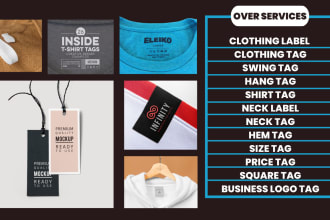 design hang tag, clothing tag, hem tag, swing tag or label