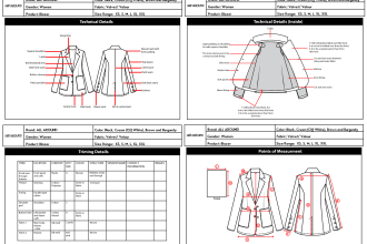 professional tech packs, technical flats and size guide