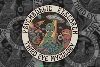 illustrated trippy psychedelic t shirt design