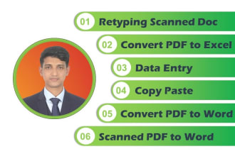 convert pdf to excel, format data, retype scanned documents