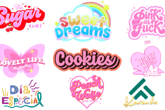 design kawaii , typography for vtuber and twitch streamer and gamming logo