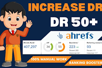 increase domain rating ahrefs dr 50 plus with high quality  SEO backlinks