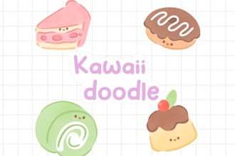 draw kawaii cute doodle illustrations for sticker,mascot