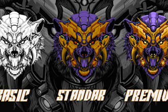 draw animal cyborg illustration for tshirt