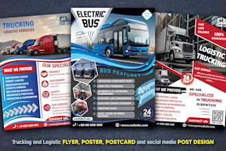 do dispatch logistic freight broker trucking flyer and poster