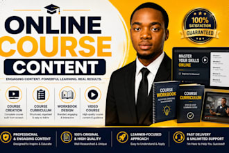 do workbook design, online course content, course design, course video or upload