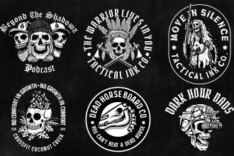 make edgy skull grim skeleton for streetwear tshirt design logo