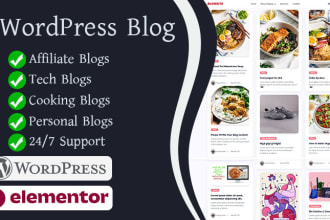 create an affiliate blog website using wordpress elementor, wordpress blog
