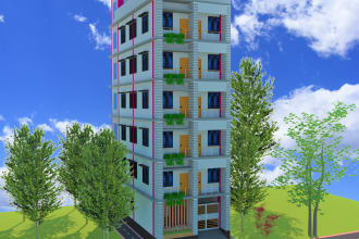 create 2d or 3d sketchup model for exterior building design
