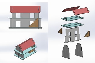 create wooden 3d doll house models