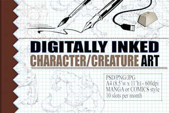 design your character or scene and ink it digitally