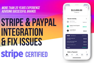 integrate or fix stripe payment or paypal in your website