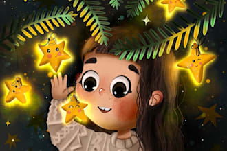 create custom characters illustrations with colorful story rich backgrounds