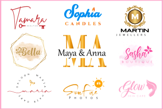 do signature watercolor feminine skin care fashion logo design and branding