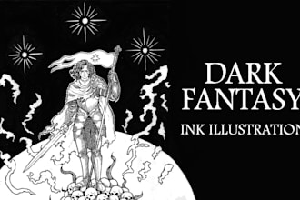 create traditional hand drawn ink illustrations for books and concept art