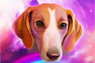 do realistic digital painting of your dog, cat, pet portrait