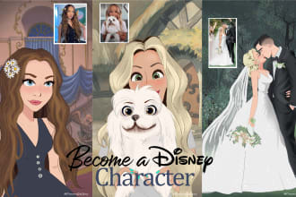 draw a gorgeous disney style cartoon portrait