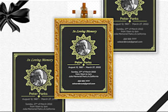 design funeral, obituary and memorial flyer and program