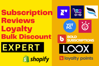 setup shopify subscription, reviews, loyalty discount apps